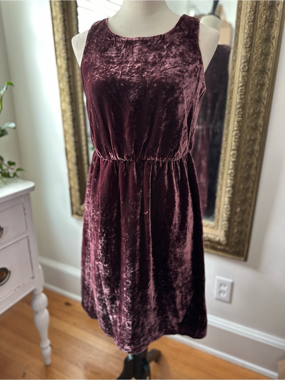 J Jill NWT crushed velvet dress boho purple short XS silk blend
